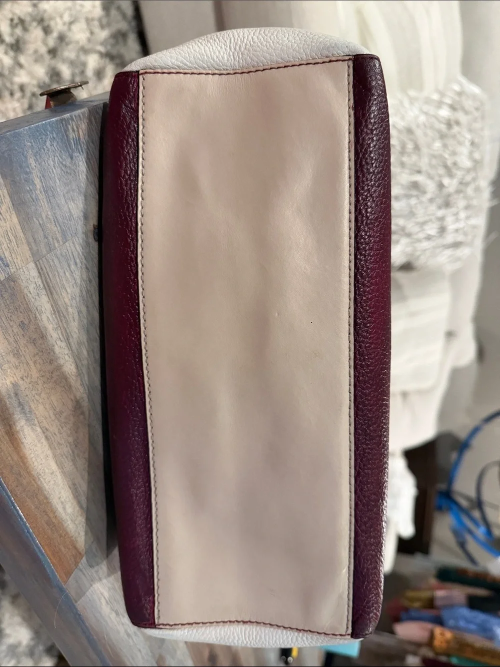 kate spade Plum and Cream Leather Top-Handle Satchel